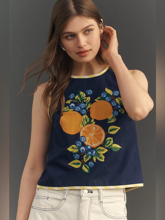 Anthropologie Tops - Anthropologie Maeve Embroidered Shell Tank